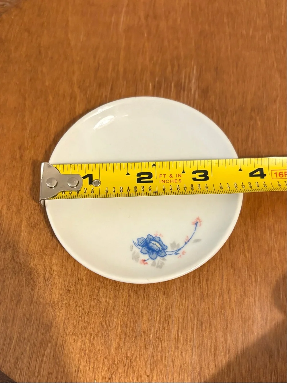 Butter Pat White with Blue Floral Accent